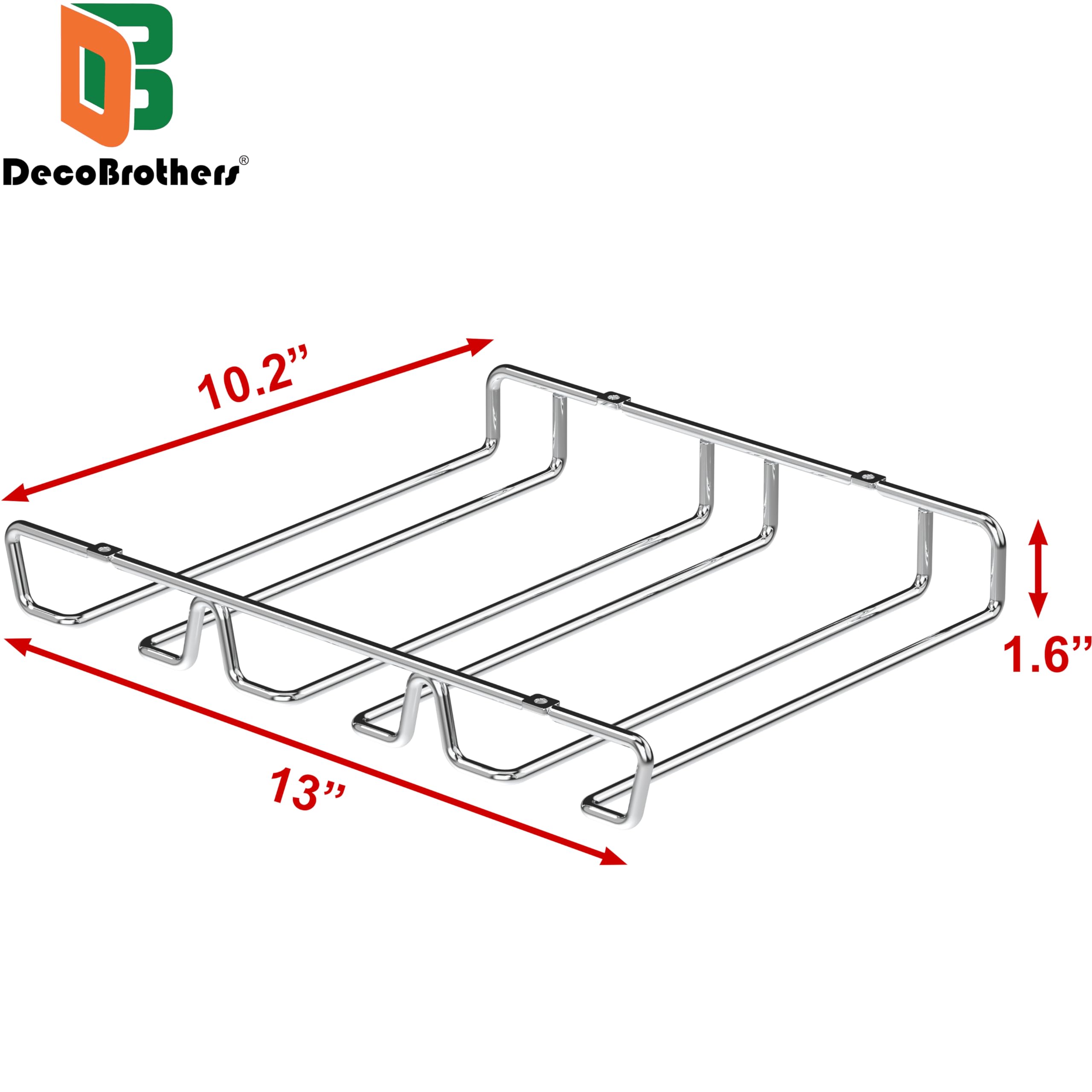 Deco Brothers 3-rail stemware holder chrome side view demonstrates efficient space use