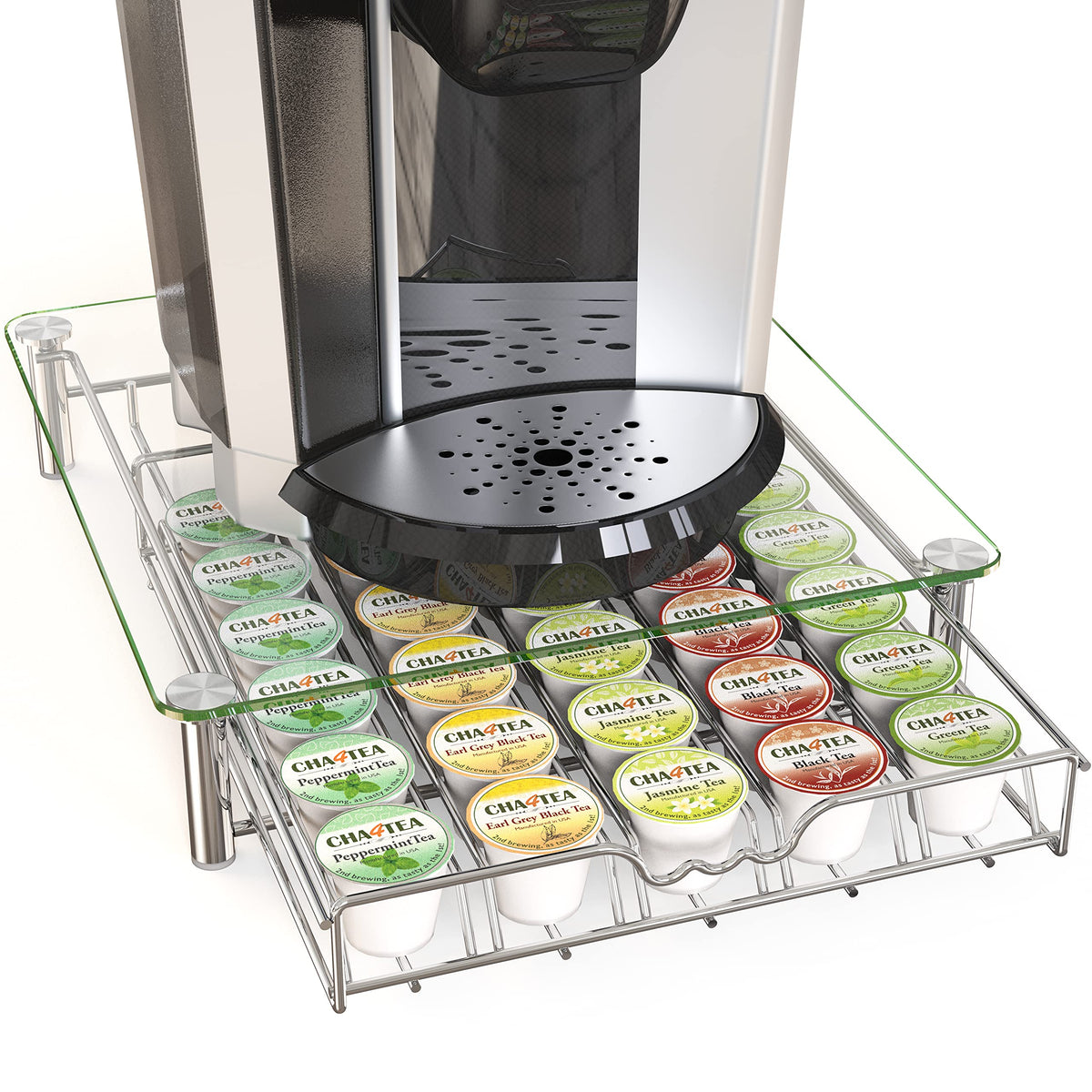 Deco Brothers K-Cup holder drawer front view for quick, organized pod selection