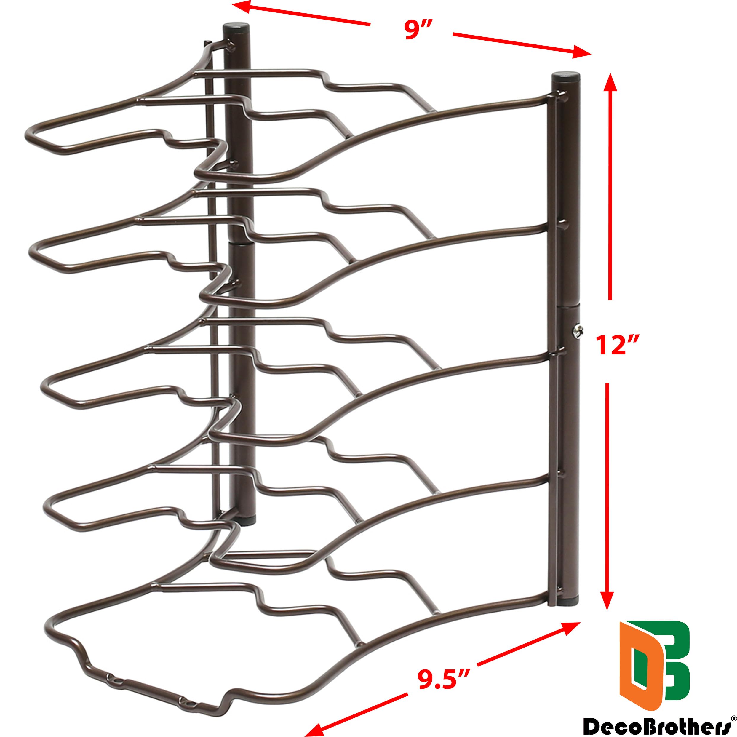 Deco Brothers bronze free-standing pan organizer suitable for counter or cabinet organization