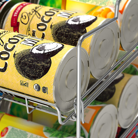 Deco Brothers rack arranges cans to maximize cabinet space.