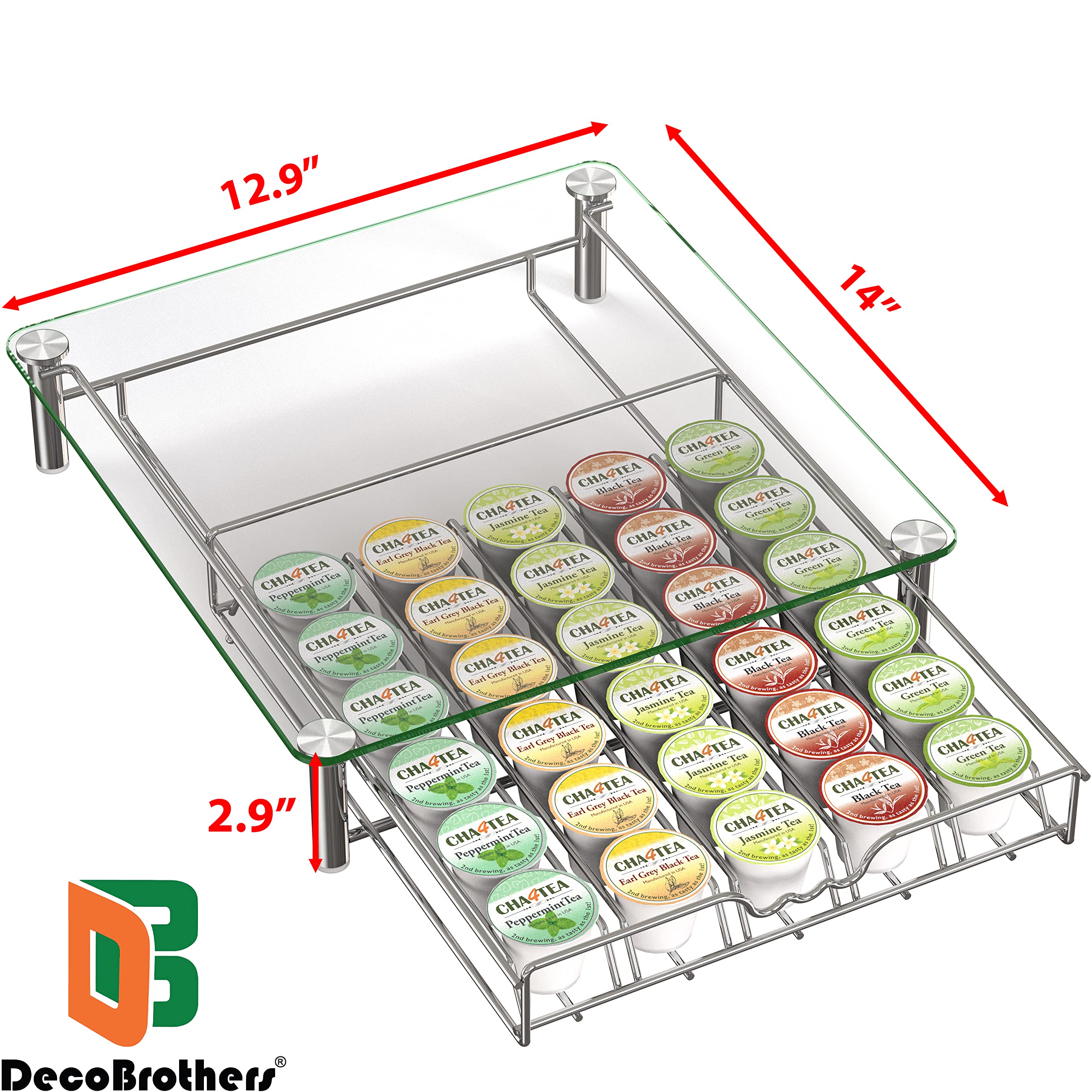 Deco Brothers tempered glass top close-up showing clear pod visibility