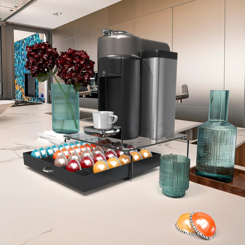 Compact dimensions fit neatly beside most coffee machines.