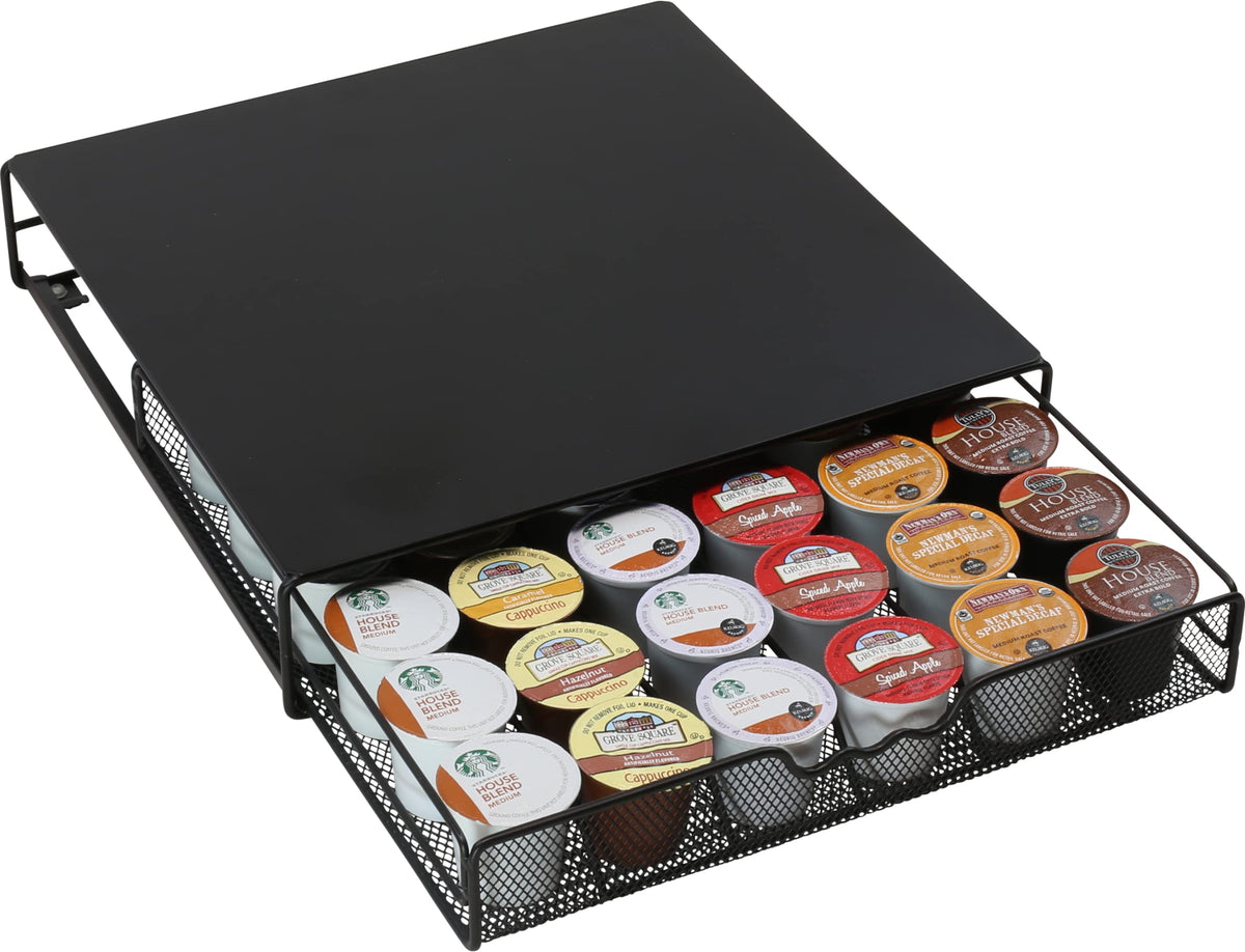 DecoBrothers K-Cup drawer with 36 pods neatly organized for quick access.