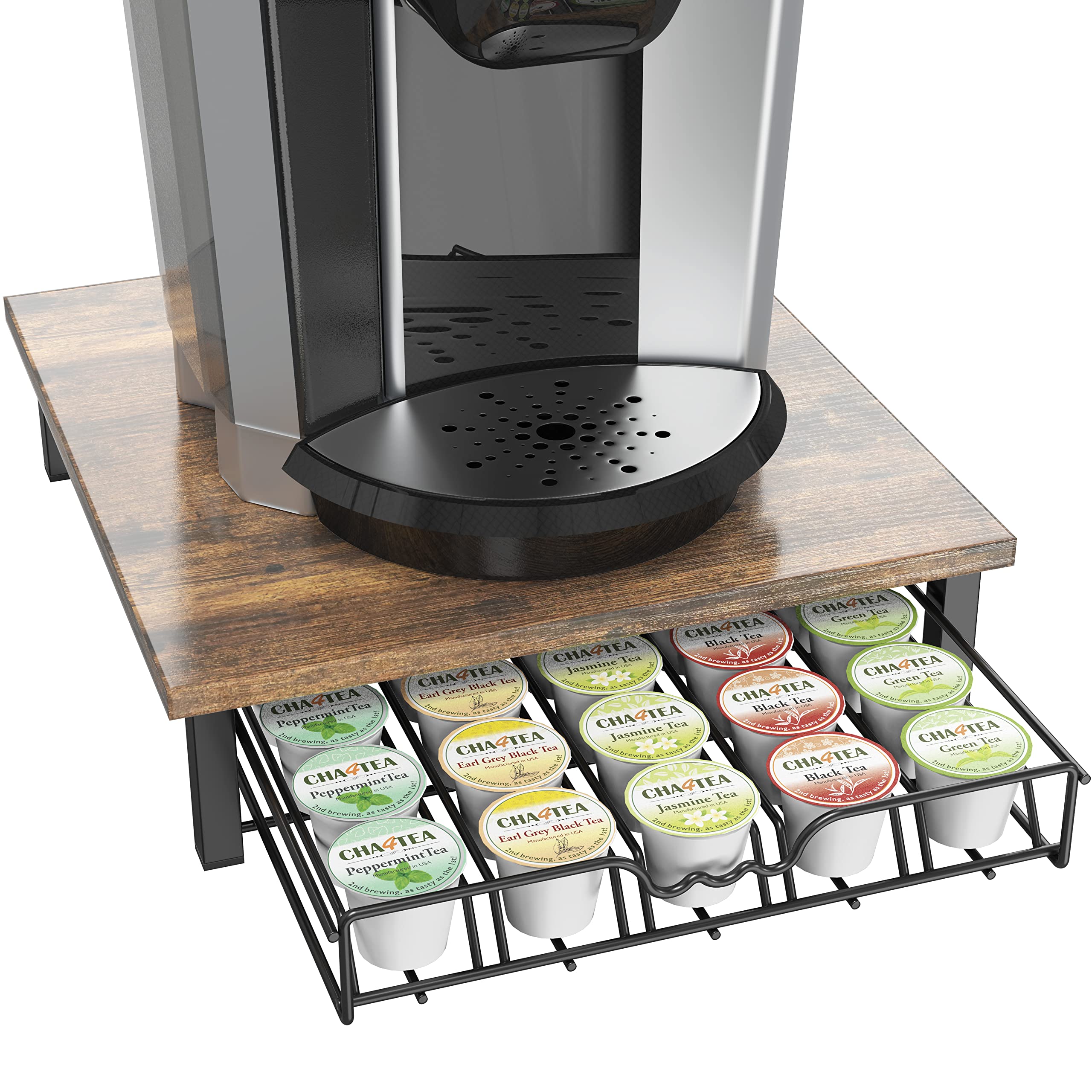Deco Brothers K-Cup Holder Drawer front view shows neat pod organization for quick morning access
