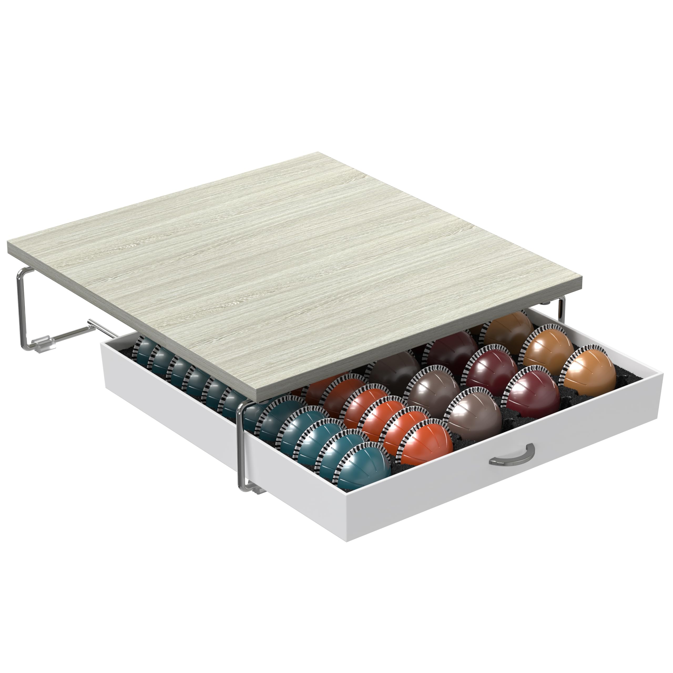 Compact DecoBrothers Vertuoline drawer design fits under most machines