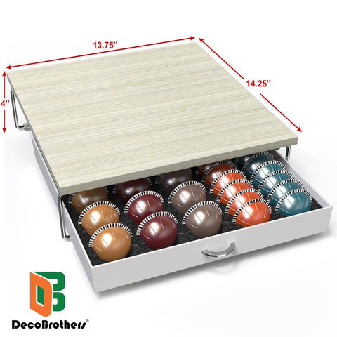 DecoBrothers Vertuoline drawer tucked under coffee machine saves counter space