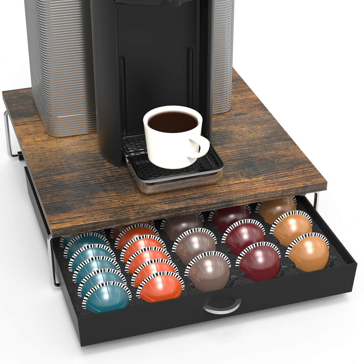 DecoBrothers Supreme Vertuoline Drawer showing ample pod storage for easy selection