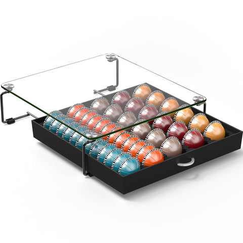 High capacity fits up to 30 large VertuoLine or 60 small pods.