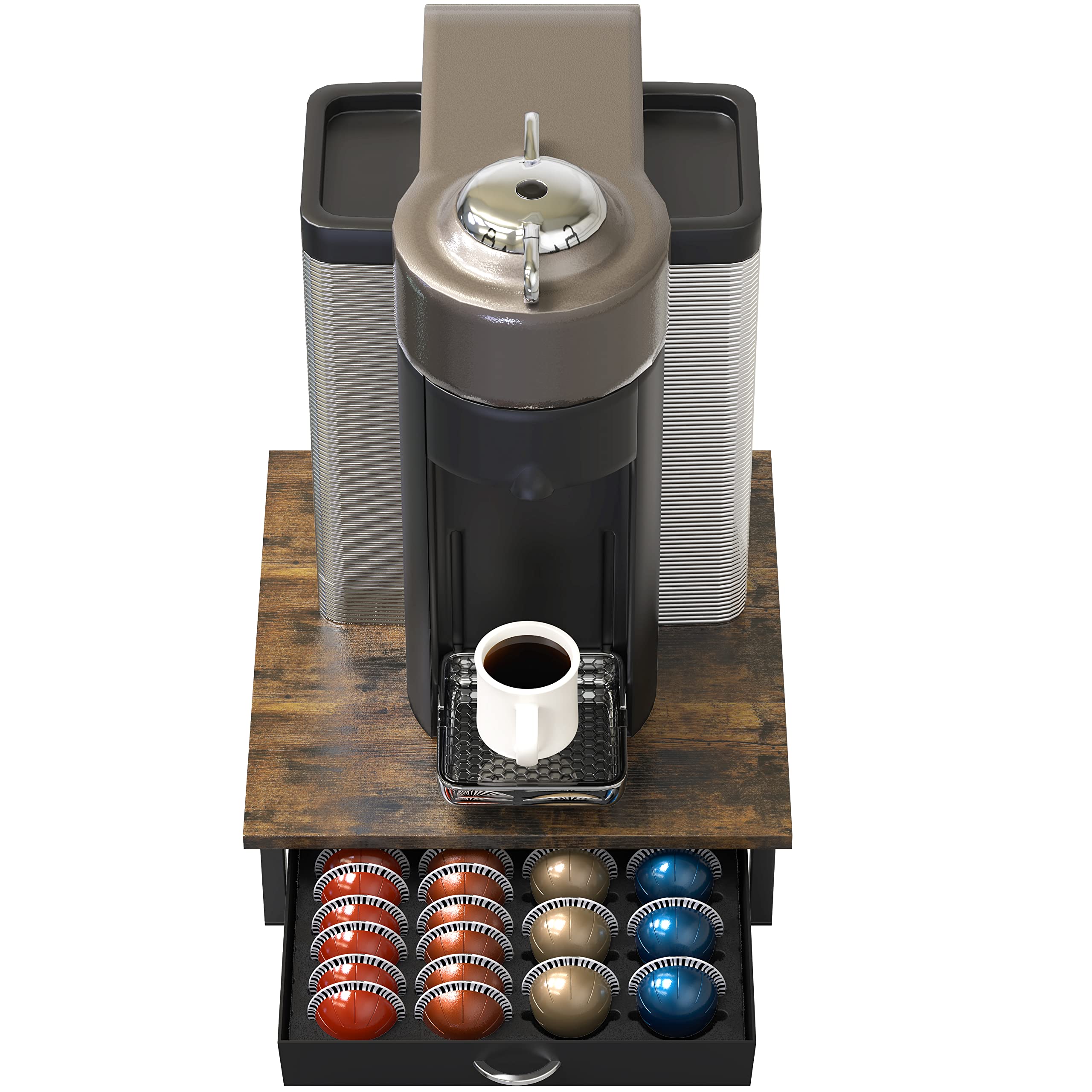 Deco Brothers Vertuo drawer accommodates 24 large or 48 small pods efficiently.