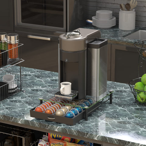 DecoBrothers Vertuo pod organizer holds 48 small capsules to save counter space.