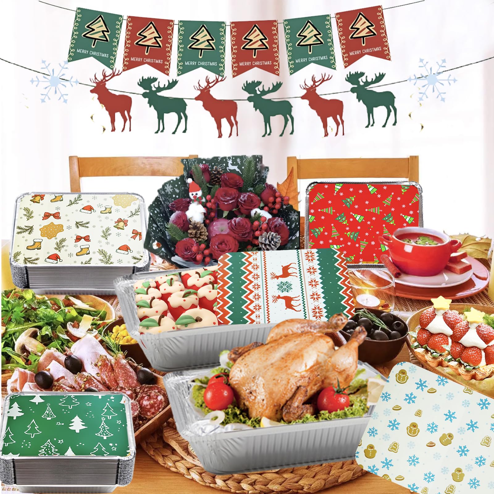 Decodinli stacked containers ready for party leftovers