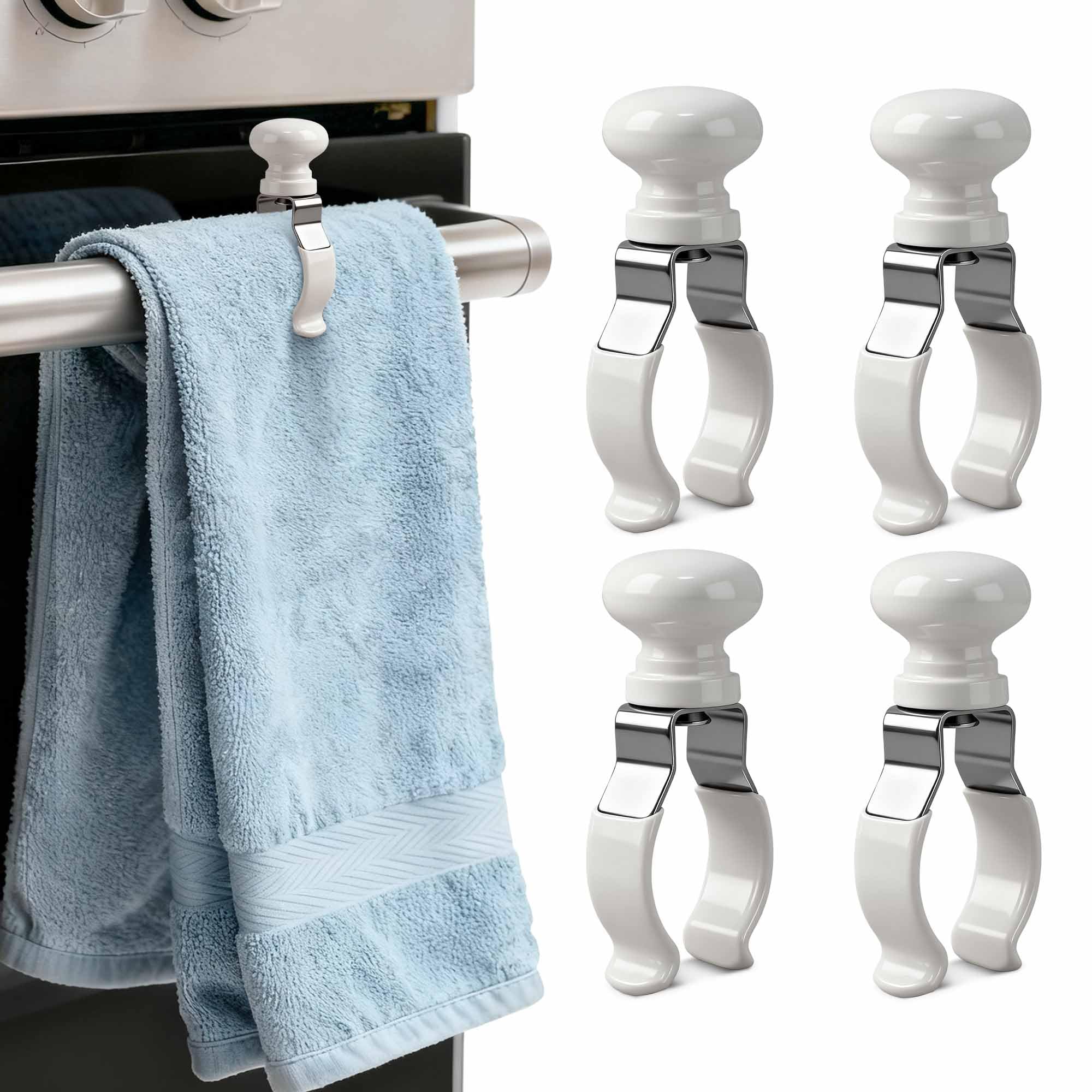 Decoeco towel clips secure towels on oven handles with heat-resistant design.