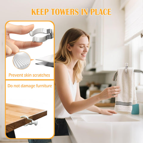 Decoeco towel clips feature rust-proof core and wood handle for safe handling.