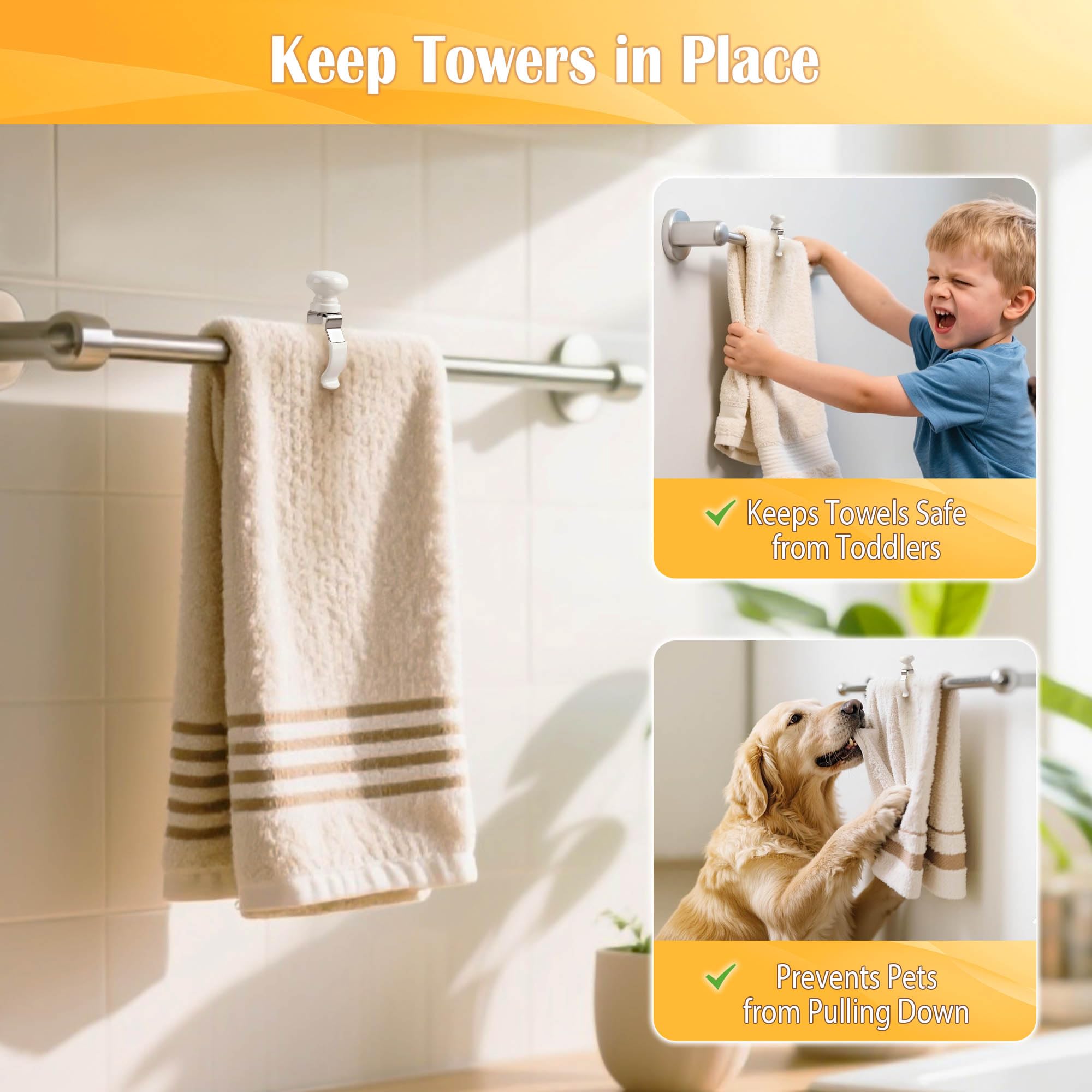 Decoeco towel clips with wooden handle prevent scratches on appliances.