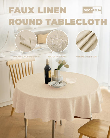 Decorelia simple classic round tablecloth for indoor and outdoor dining