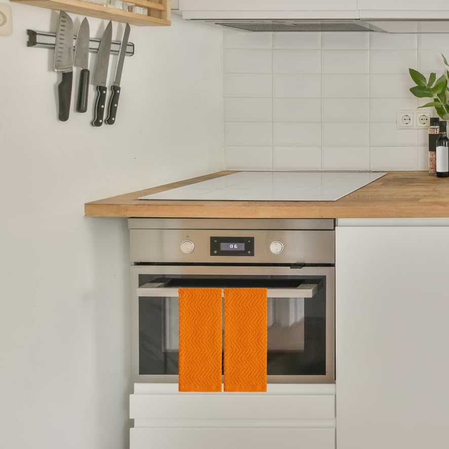 DecorRack zig-zag pattern towels in orange for everyday cleaning