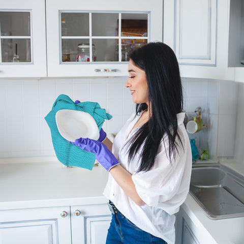 DecorRack Ocean blue towels in washer illustrating easy machine washing