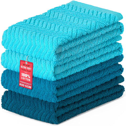 DecorRack Ocean blue kitchen towels folded neatly for quick-dry performance