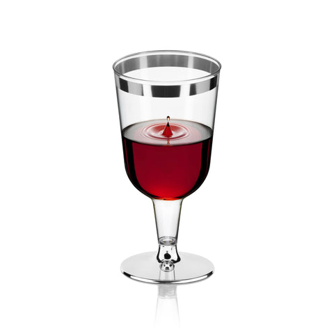 DecorRack stackable silver-rim wine glasses save cabinet space for events