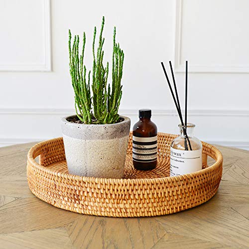 DECRAFTS multi-function rattan tray suitable as ottoman surface