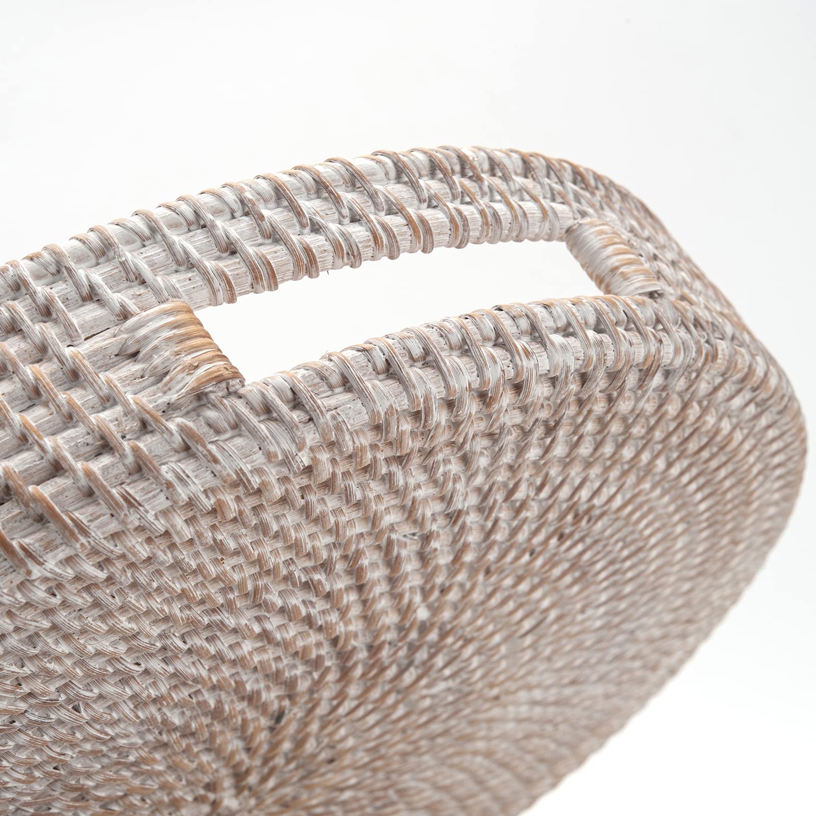 DECRAFTS multi-use rattan tray helps organize keys and mail.