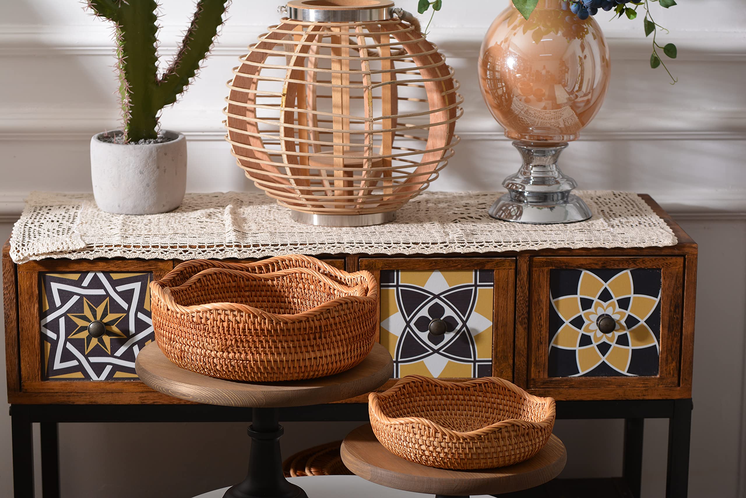 DECRAFTS restaurant display fruit basket, elegant natural texture for merchandising