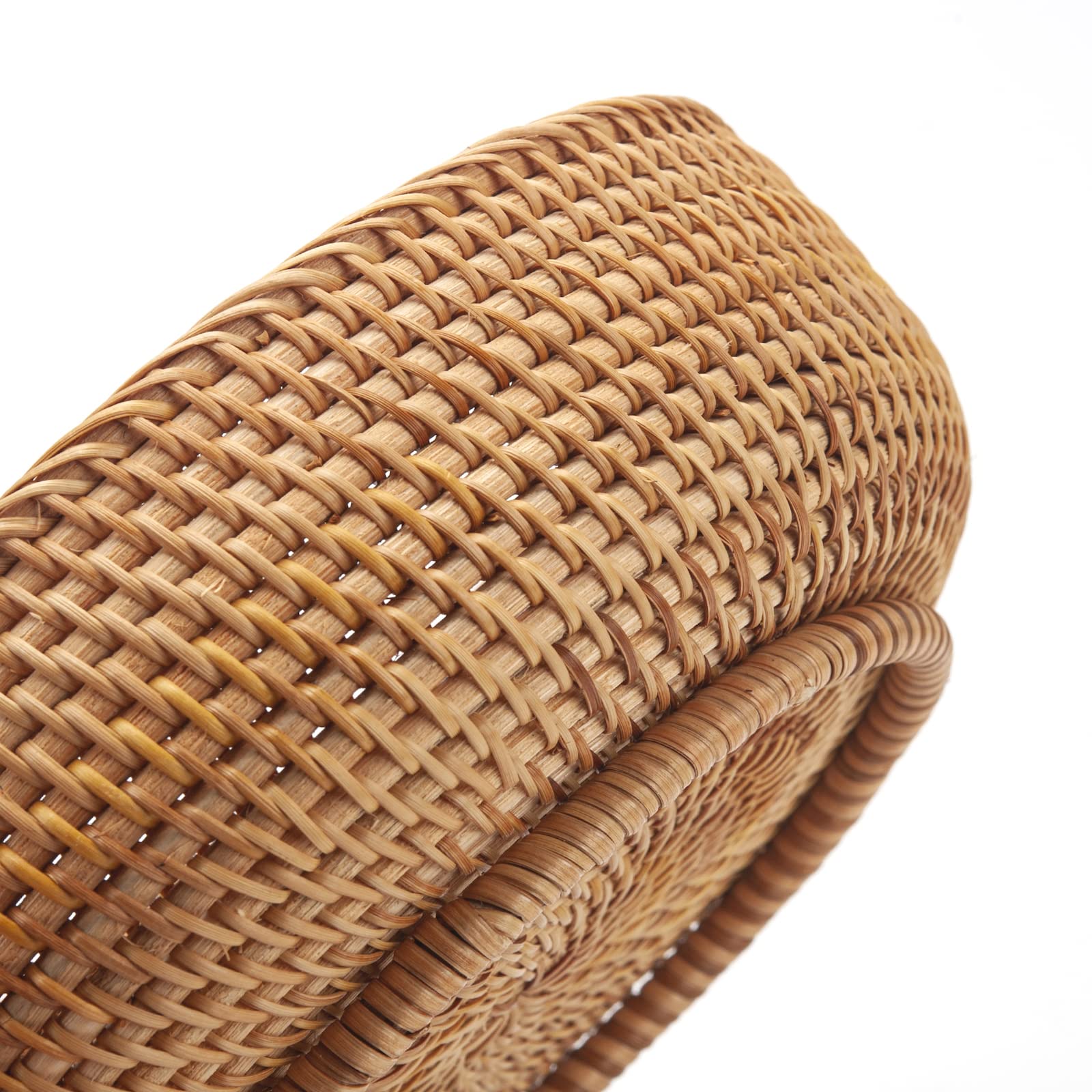 DECRAFTS round rattan basket medium size versatile kitchen organizer.