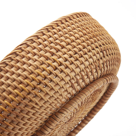 DECRAFTS round rattan basket medium size versatile kitchen organizer.