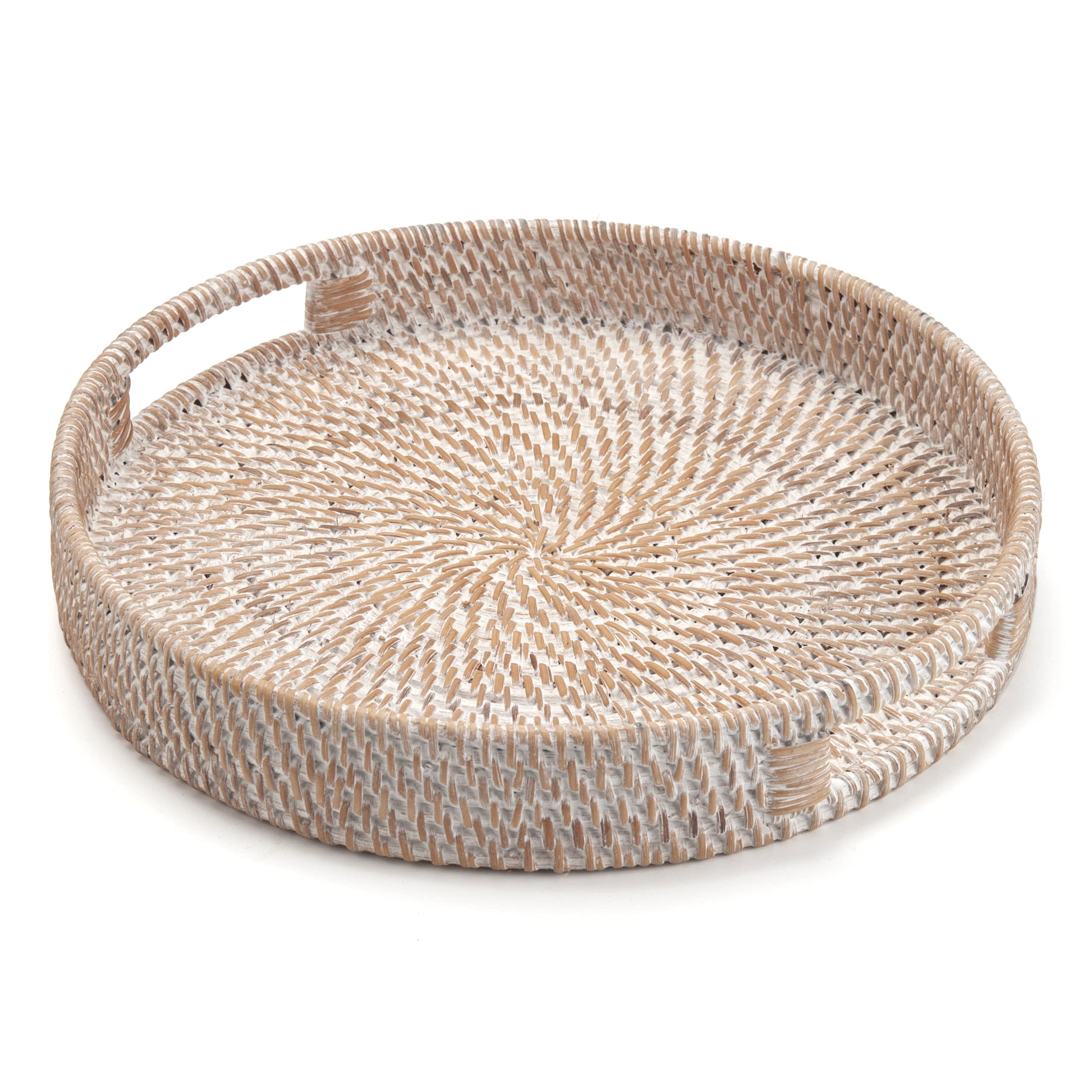 DECRAFTS circular rattan tray adds rustic charm to living room decor