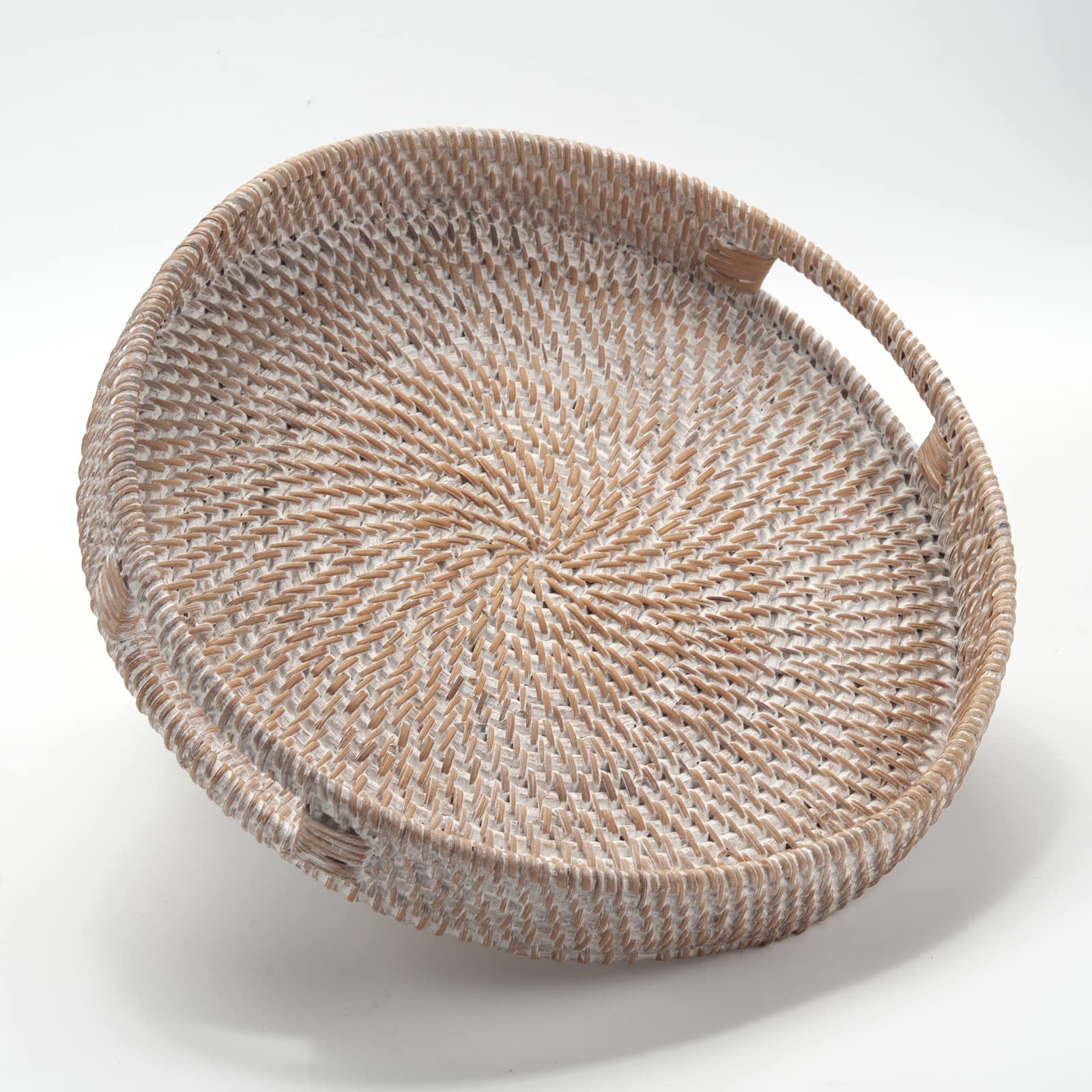 DECRAFTS round rattan tray with handles for easy serving on the coffee table