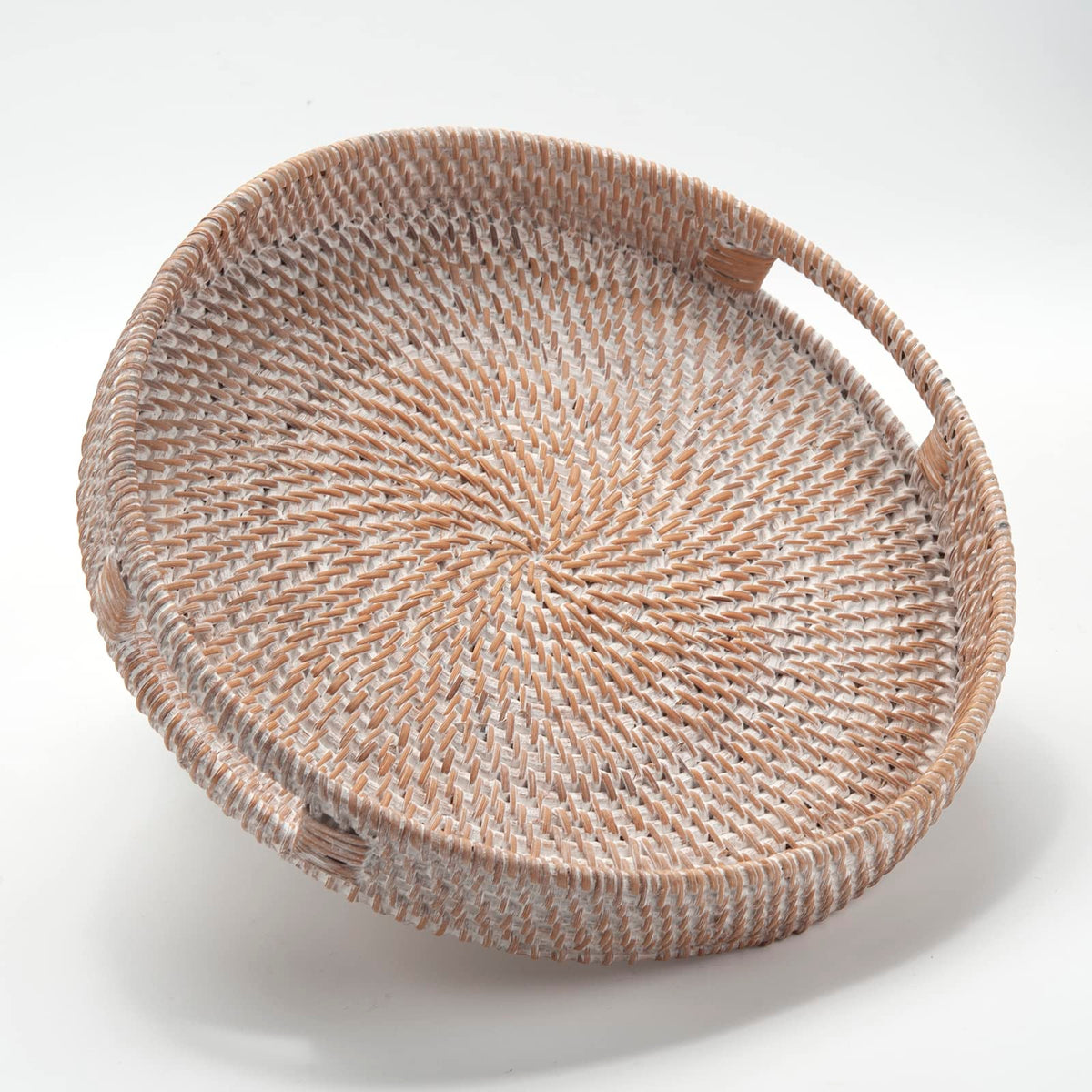 DECRAFTS round rattan tray with handles for easy serving on the coffee table