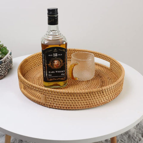 DECRAFTS round tray with handles ideal for ottoman or coffee table use