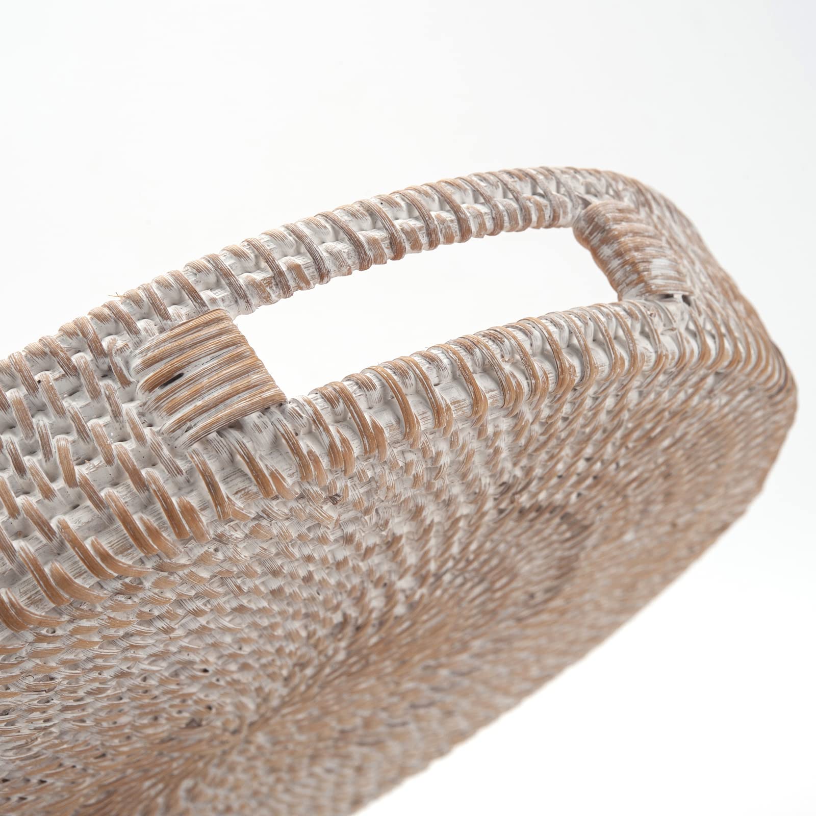 DECRAFTS white round rattan tray ideal for ottoman top or side table