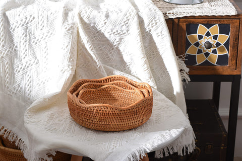 DECRAFTS rustic farmhouse decor basket, natural color complements cozy kitchens