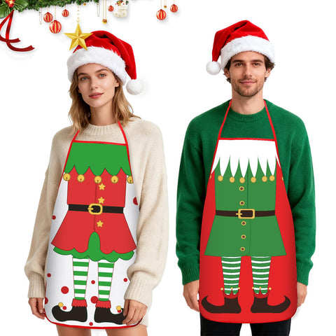 DECYOOL elf pattern apron highlights green trim for joyful holiday baking