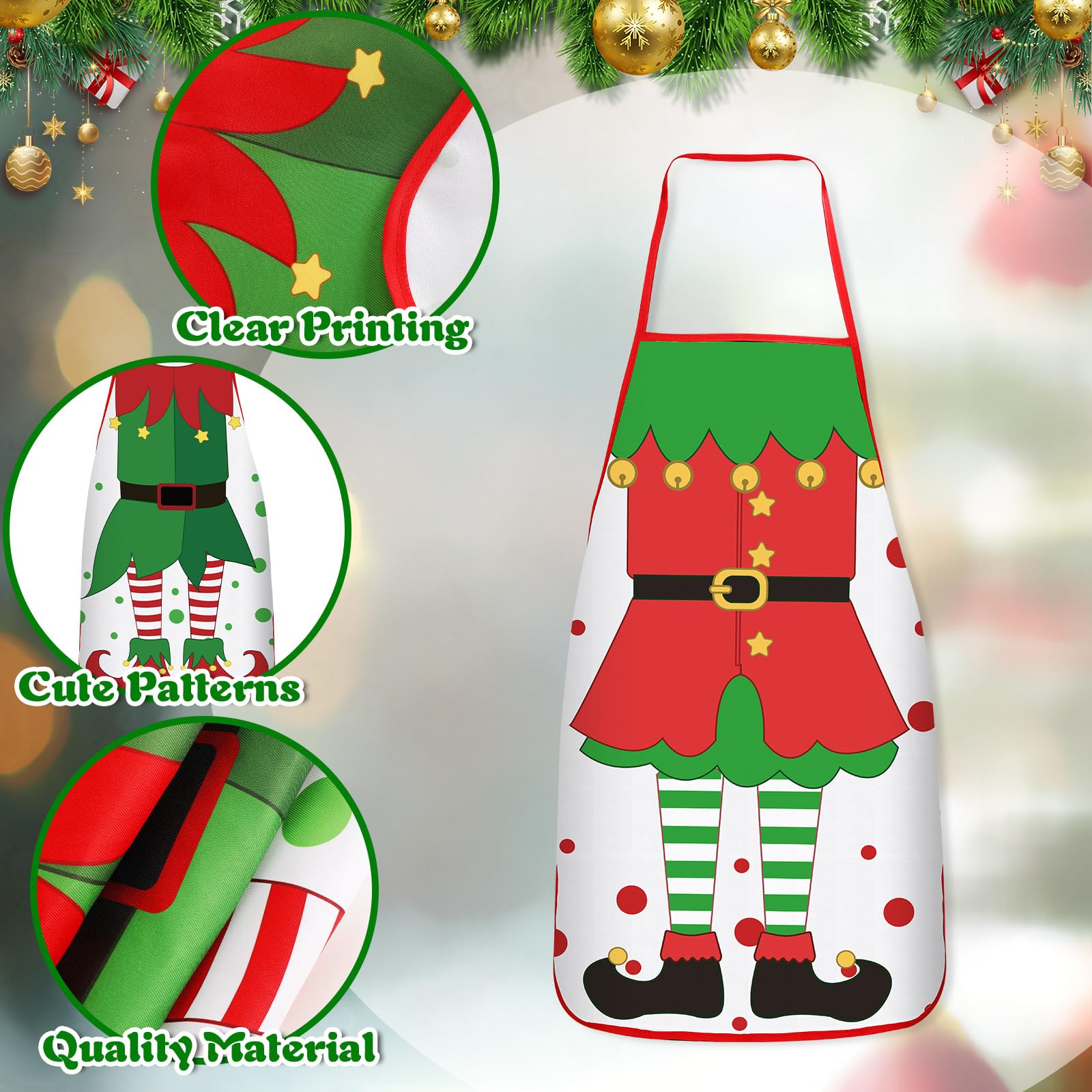 DECYOOL snow edge jagged hem apron evokes magical cloak during festive prep