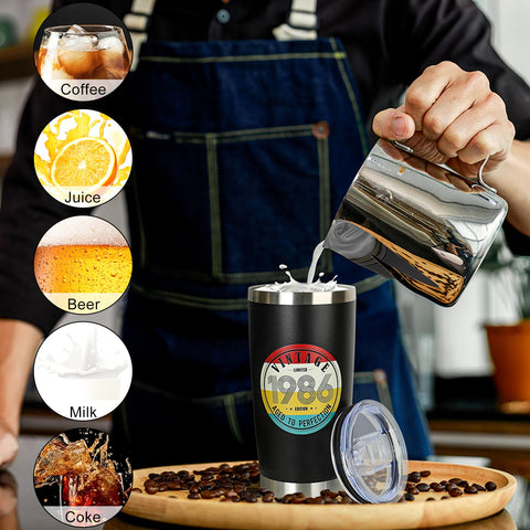 DECZHIYU double-wall vacuum insulated tumbler preserves hot and cold drinks for hours.