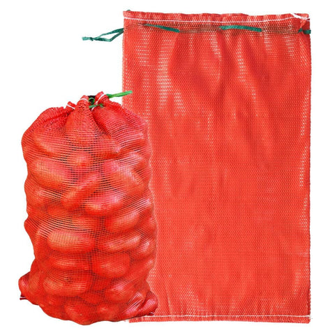 Deebree 50-pack mesh bags front view shows large capacity for onions and potatoes.