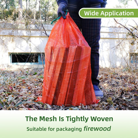 Deebree mesh bag used for firewood and crawfish transport, highlighting versatility.