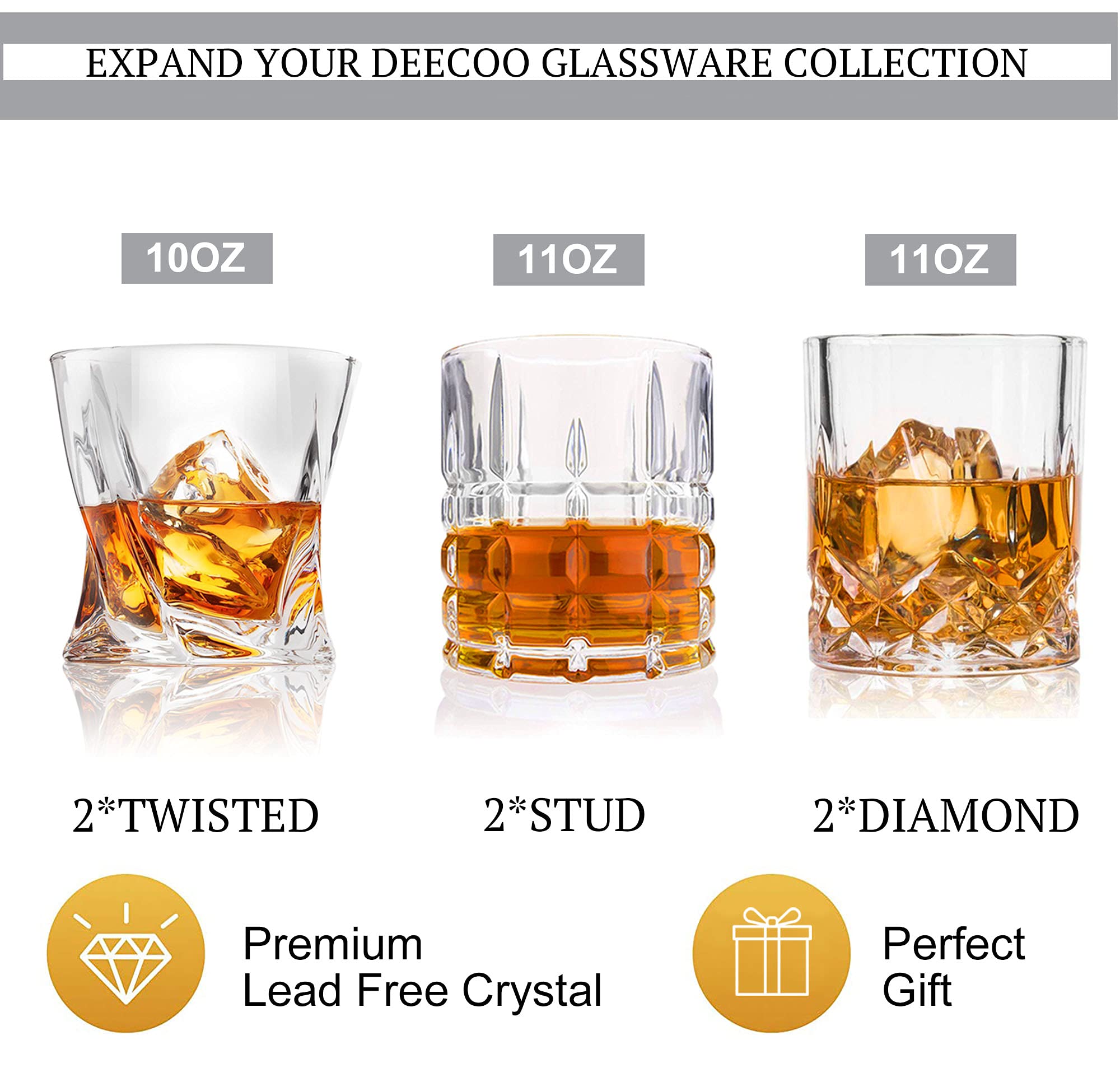 DeeCoo Premium 10 oz Scotch glass side view showing balanced weight for sipping