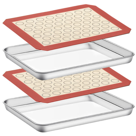 Deedro stainless steel baking sheet for even browning and easy release.