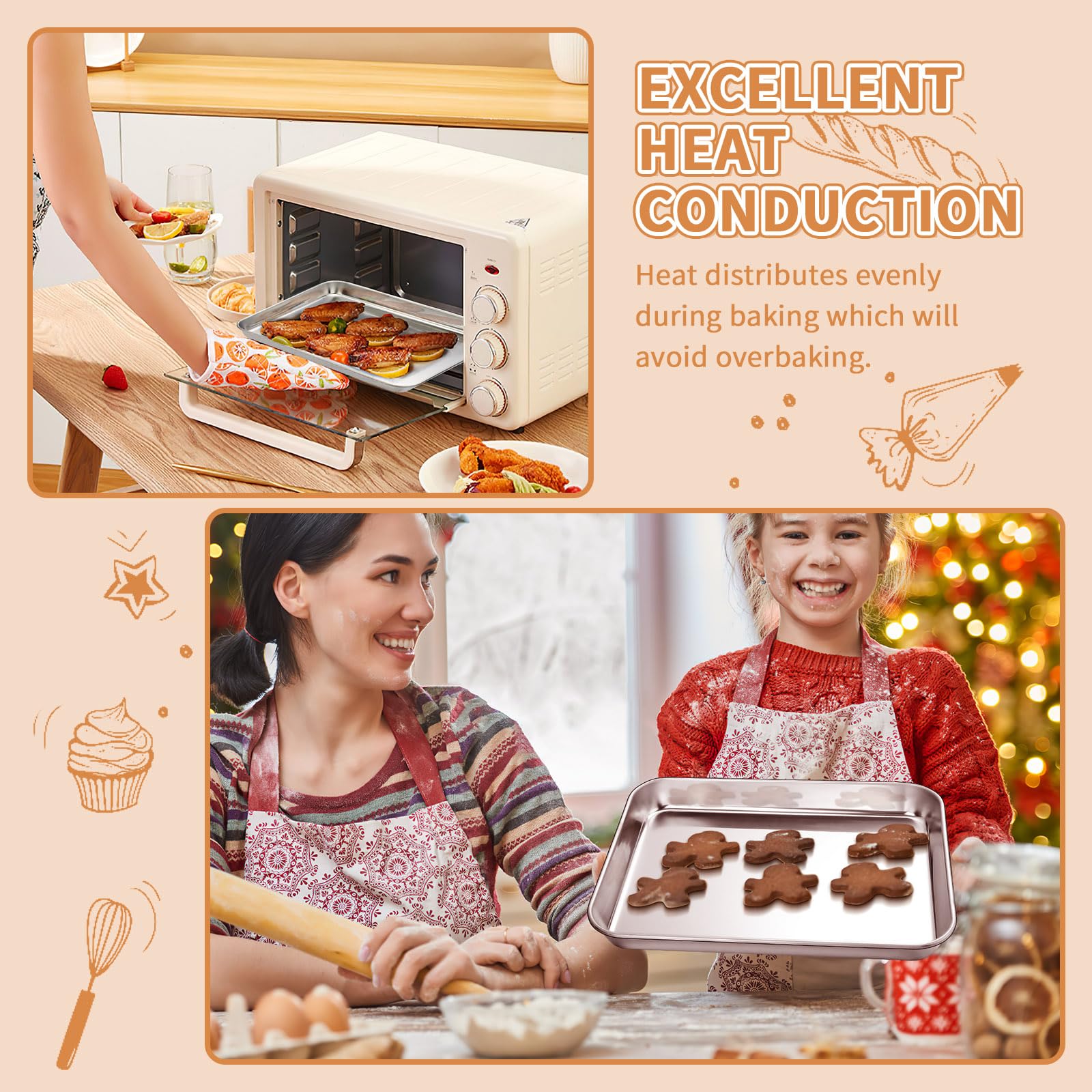 Deedro stackable two-pack baking sheets save cabinet space