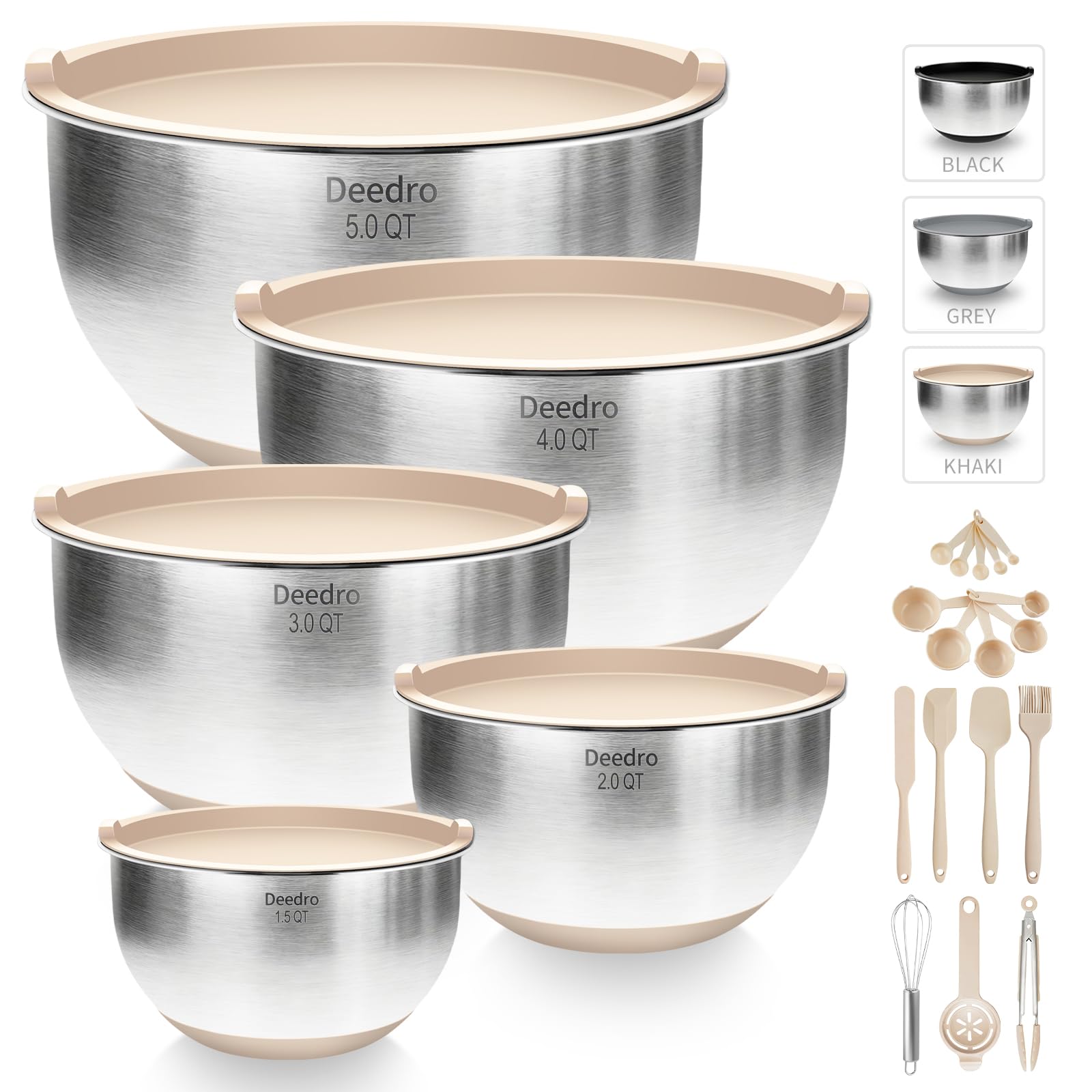 Deedro premium mixing bowls with airtight lids in action during prep
