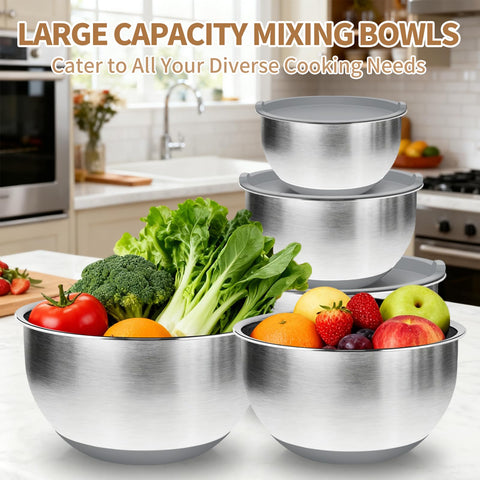 Deedro bowl with non-slip base for stable mixing on counters