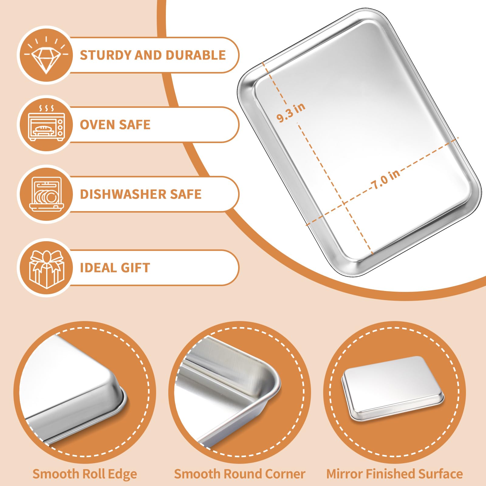 Deedro baking sheets close-up with mirror finish highlighting shine