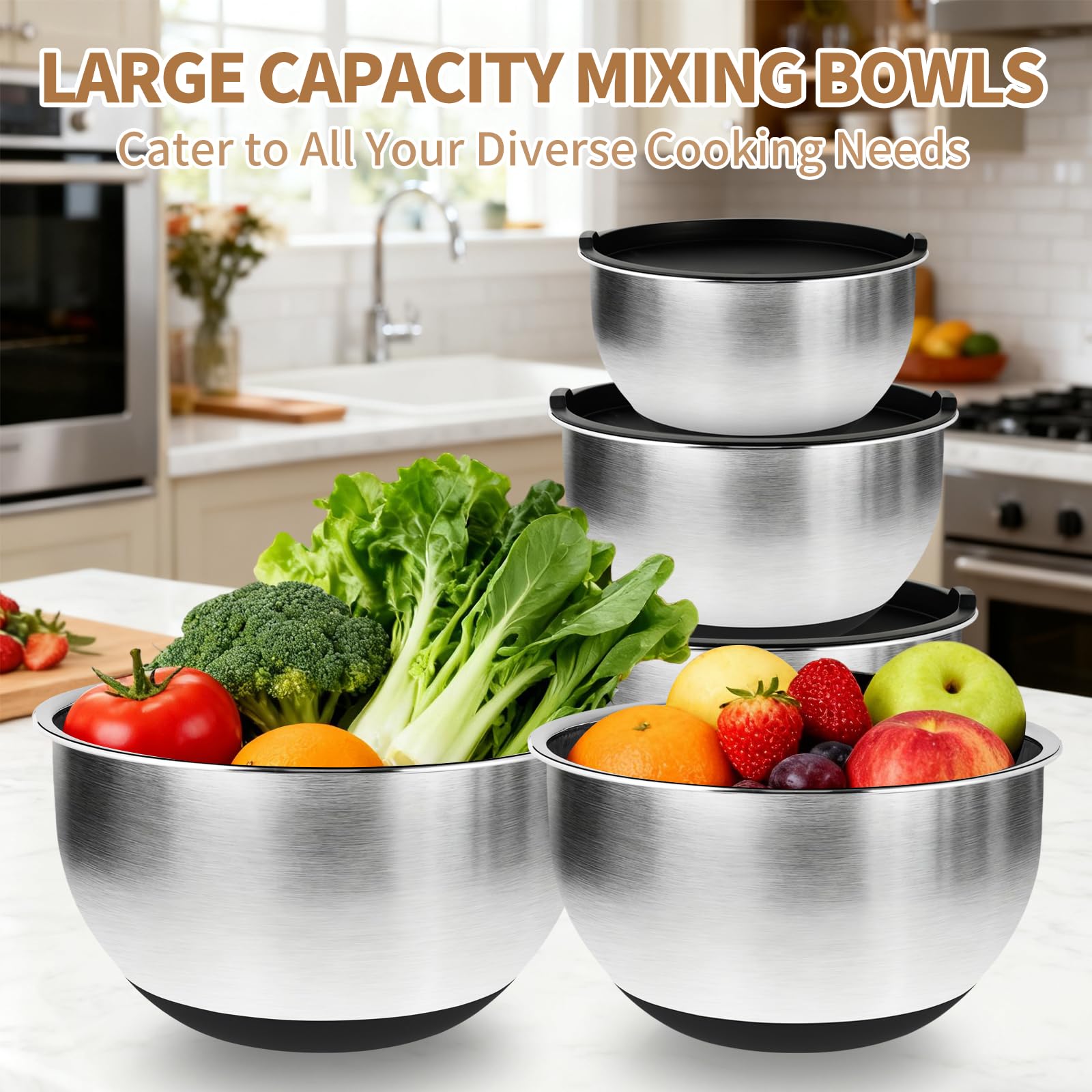 Deedro thickened stainless steel bowls for durable performance and easy handling.