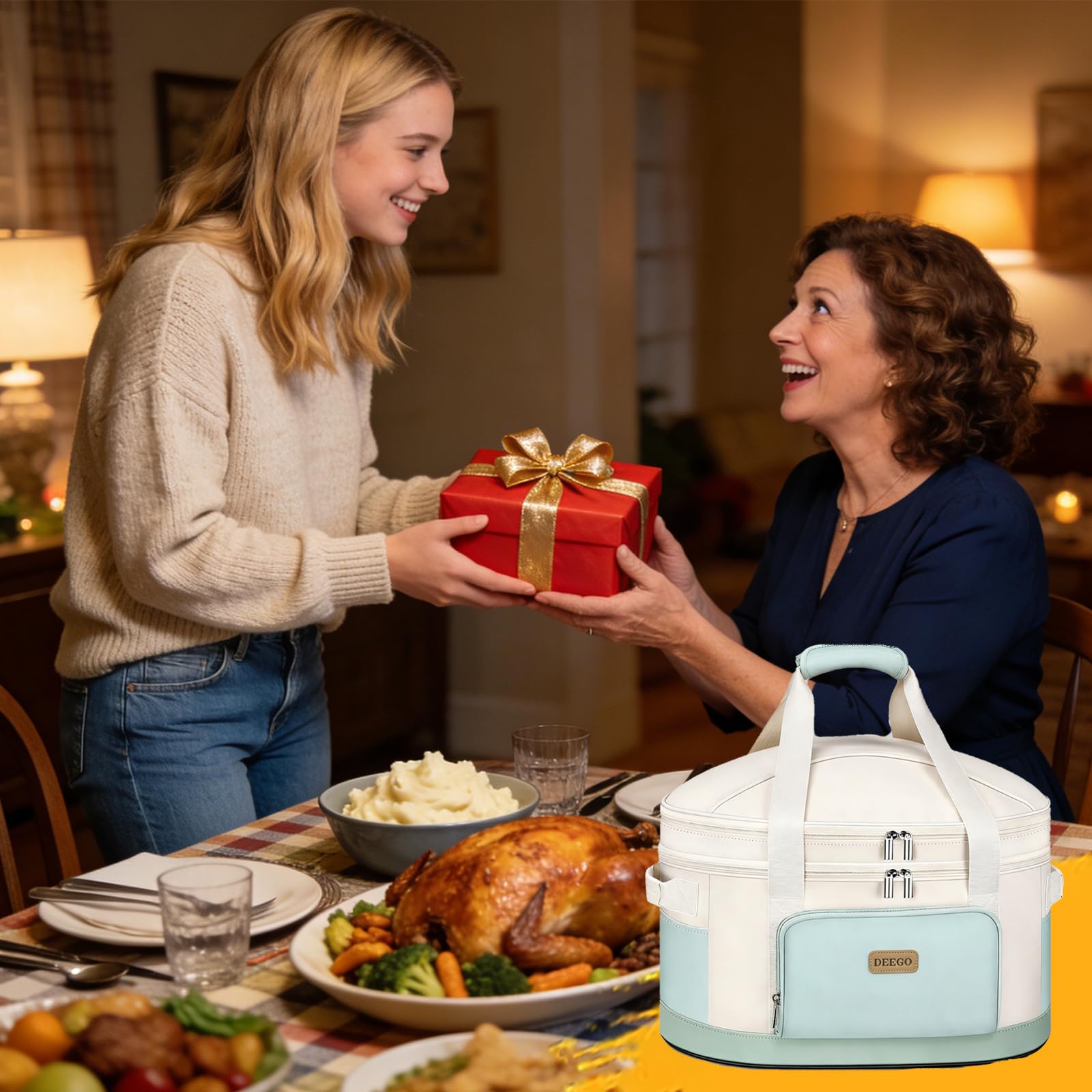 DEEGO Crock-Pot bag bottom compartment secures the slow cooker during transport.