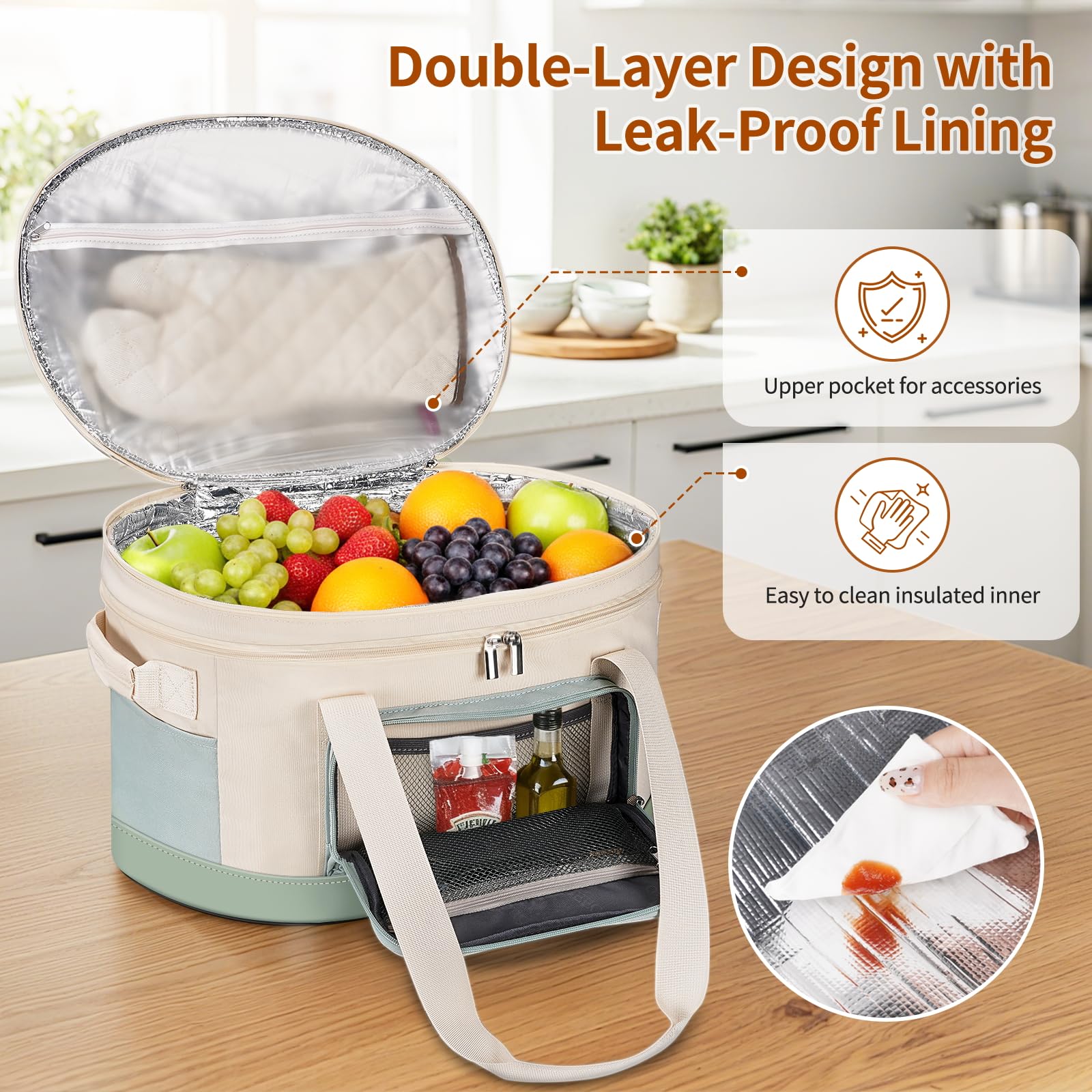 Solid bottom board stabilizes the crock pot inside the DEEGO bag.