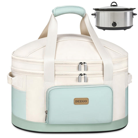 DEEGO Crock-Pot bag upper compartment keeps utensils and extras organized.