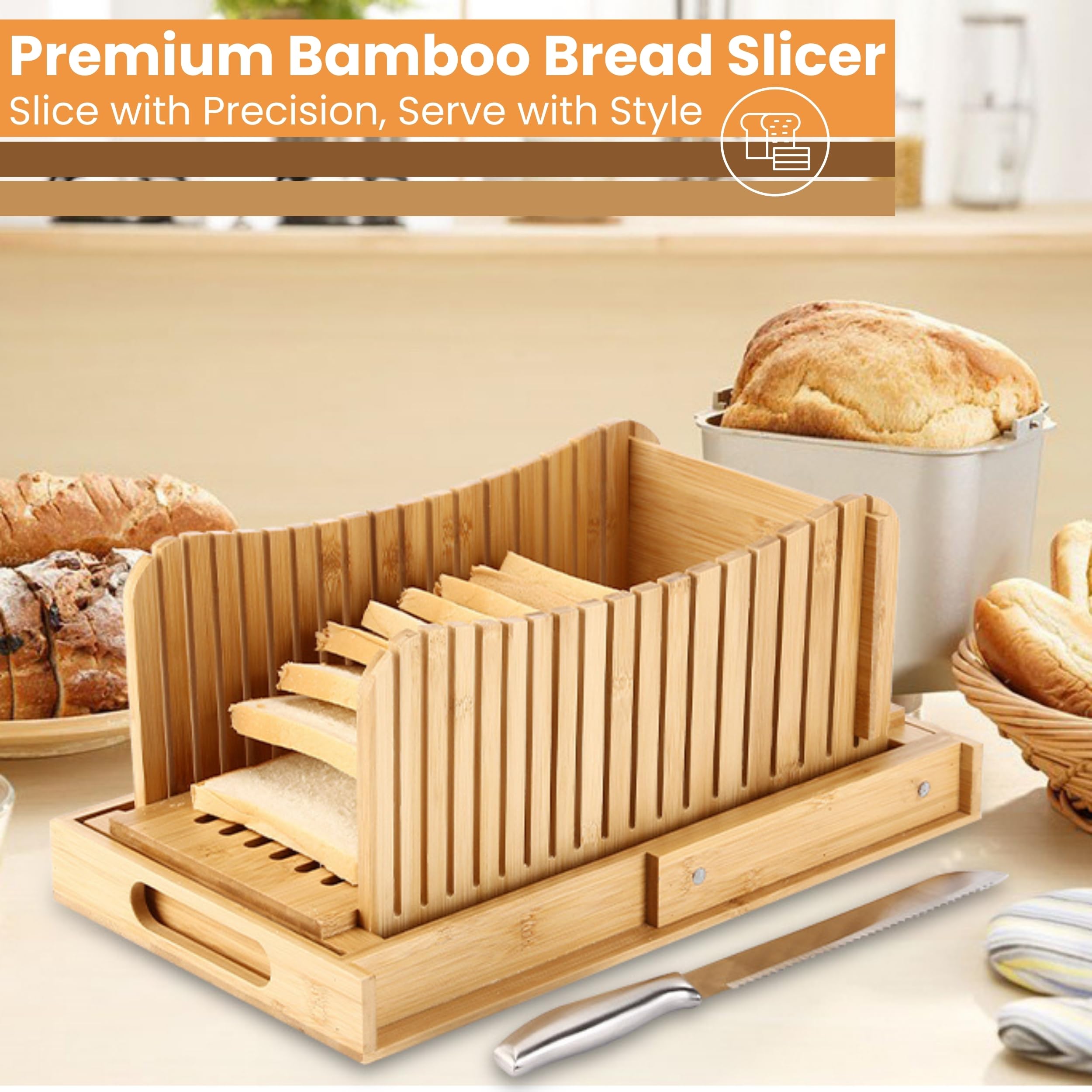 Deen Dynamics cutting guide supports even bread slices